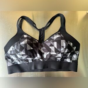 NRW SO Black and Gray Geometric Sports Bra
